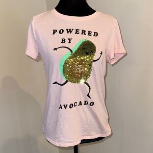 Fun Pink Flip Sequin Avocado Graphic Tee